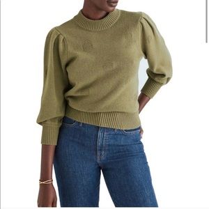 Madewell Eaton Dotted Puff Sleeve Sweater